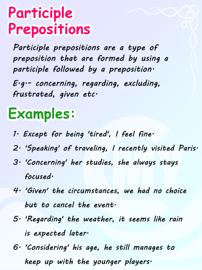 Participle Prepositions